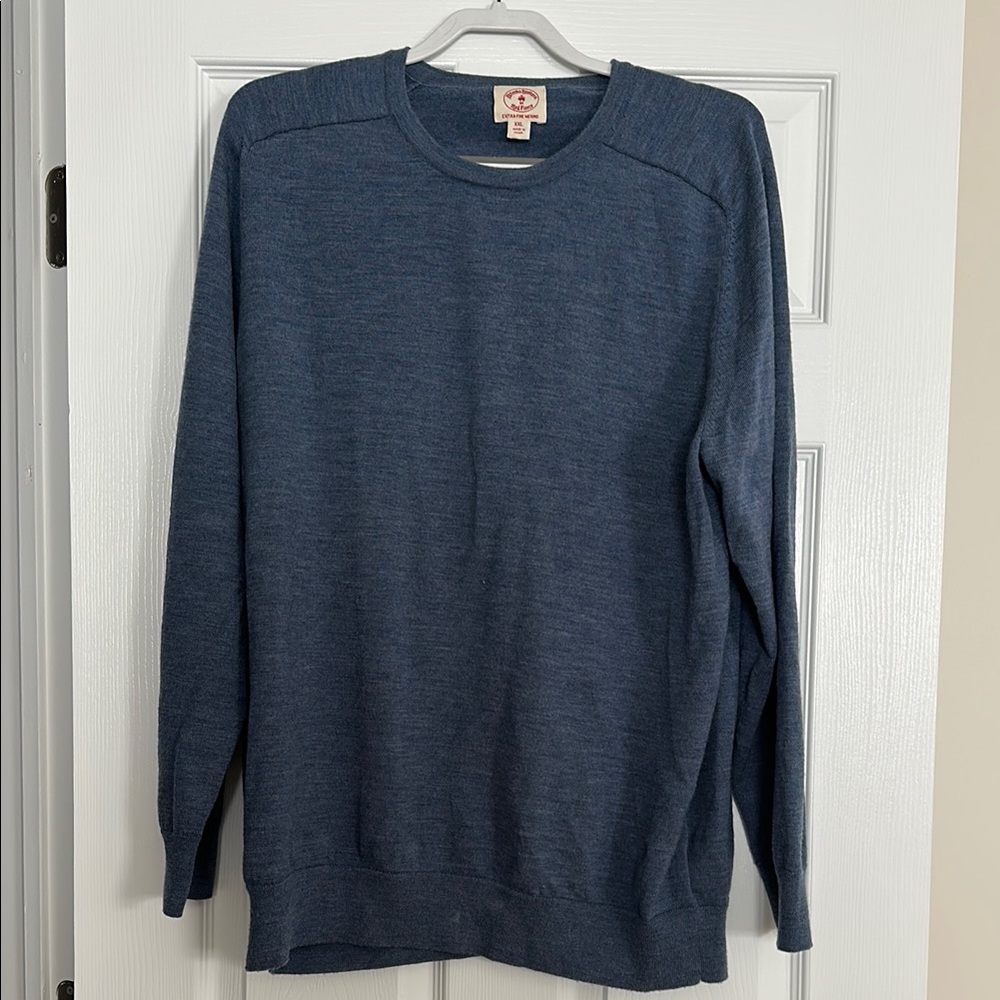 Men’s Brooks Brothers Blue Sweater, Extra Fine Merino, Size XXL